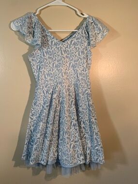 Lily Rose Light Blue & White Lace Fit-and-Flare Dress for Girls